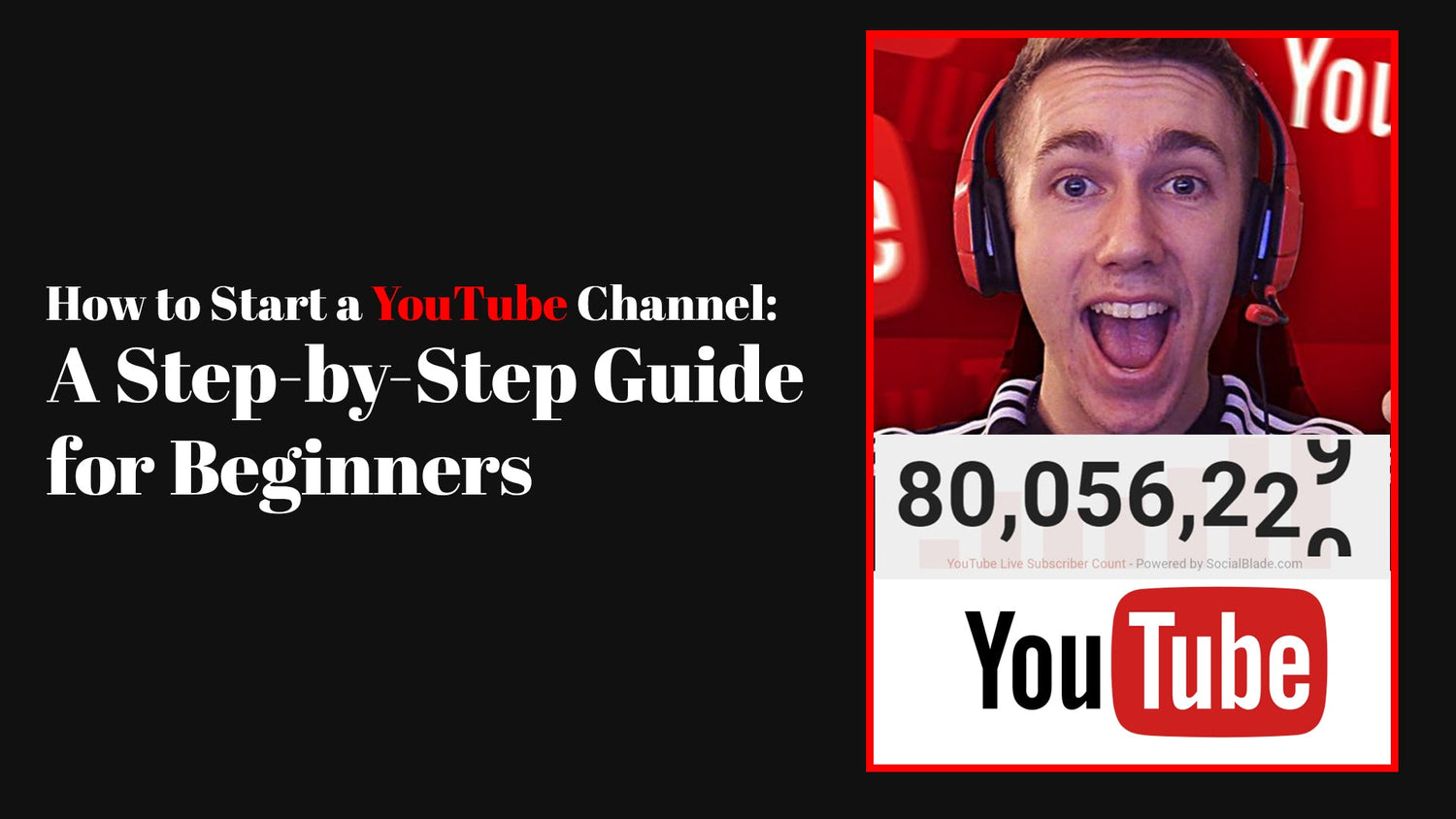 Illustration of a person setting up a YouTube channel on a laptop, surrounded by icons like a video camera, checklist, lightbulb, and play button, symbolizing video creation, planning, and content strategy for beginners