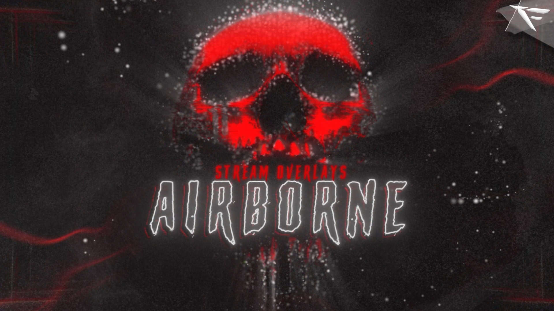 Airborne Twitch Overlay for OBS with floating skull particles and dark animated stream layout