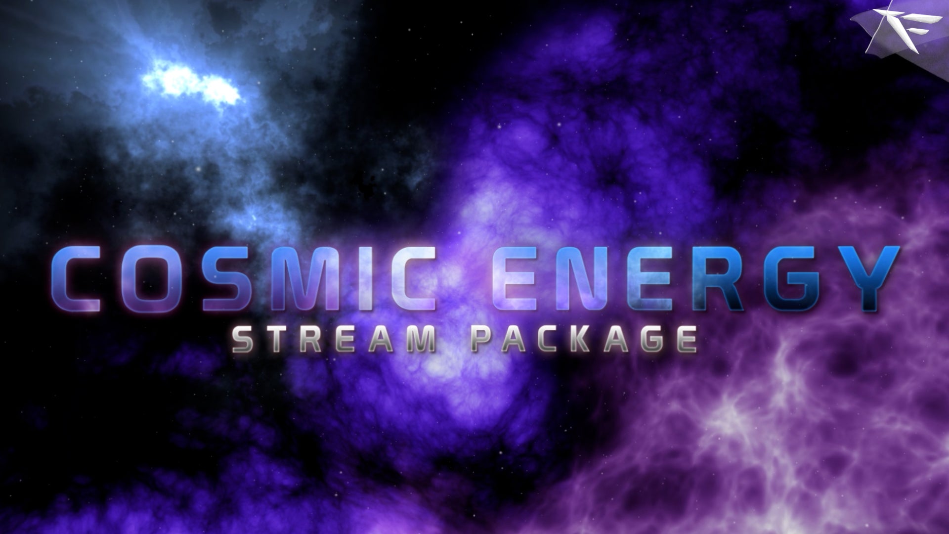 Cosmic Energy Stream Overlay Thumbnail – Animated space-themed Twitch and YouTube stream design with glowing purple and blue nebula effects.