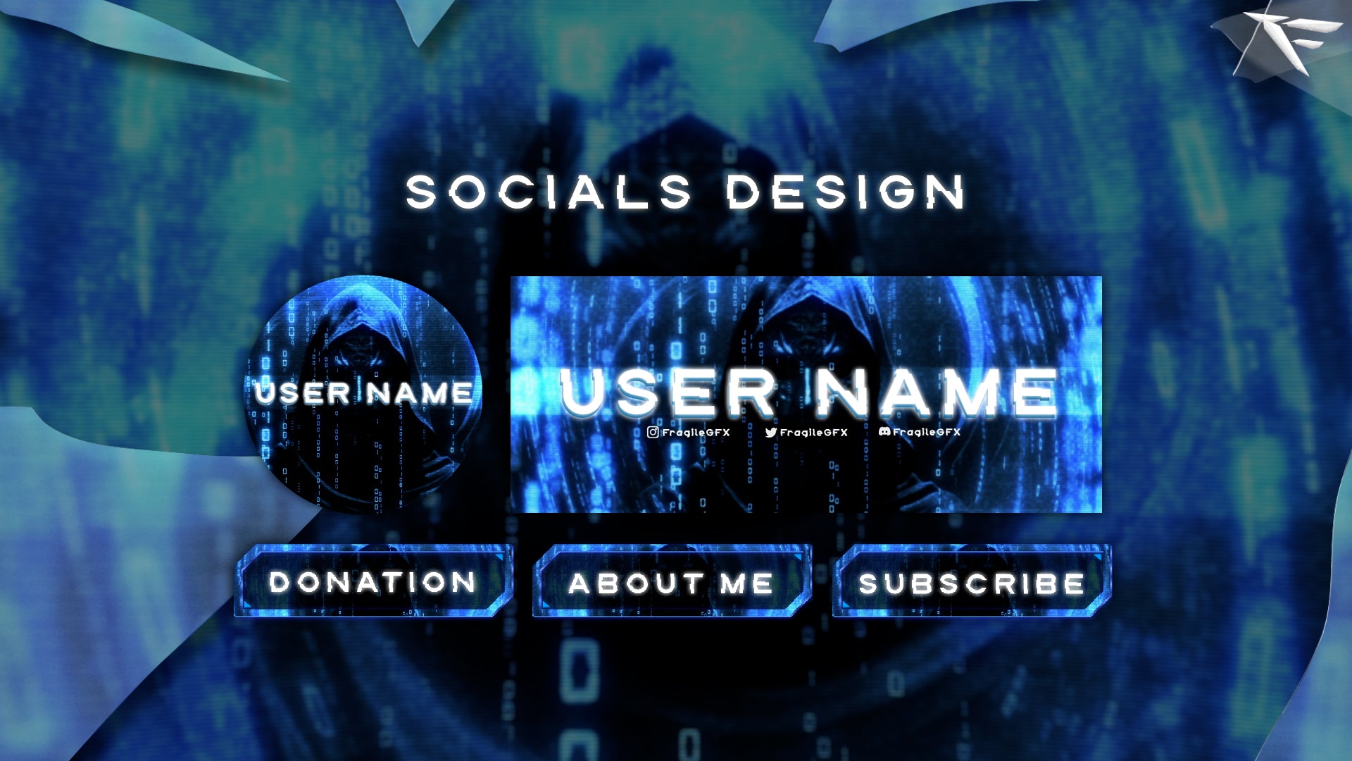 Matching Twitch panels from Data Phantom pack with sleek neon design and cyberpunk aesthetic