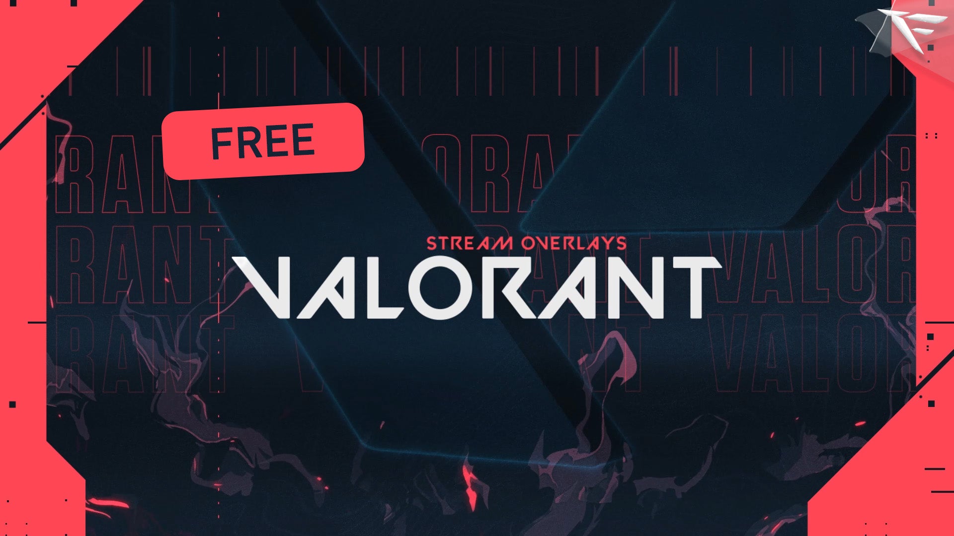 Main preview of the Valorant Twitch Overlay Pack featuring agent-inspired visuals, tactical HUD elements, and animated stream assets.