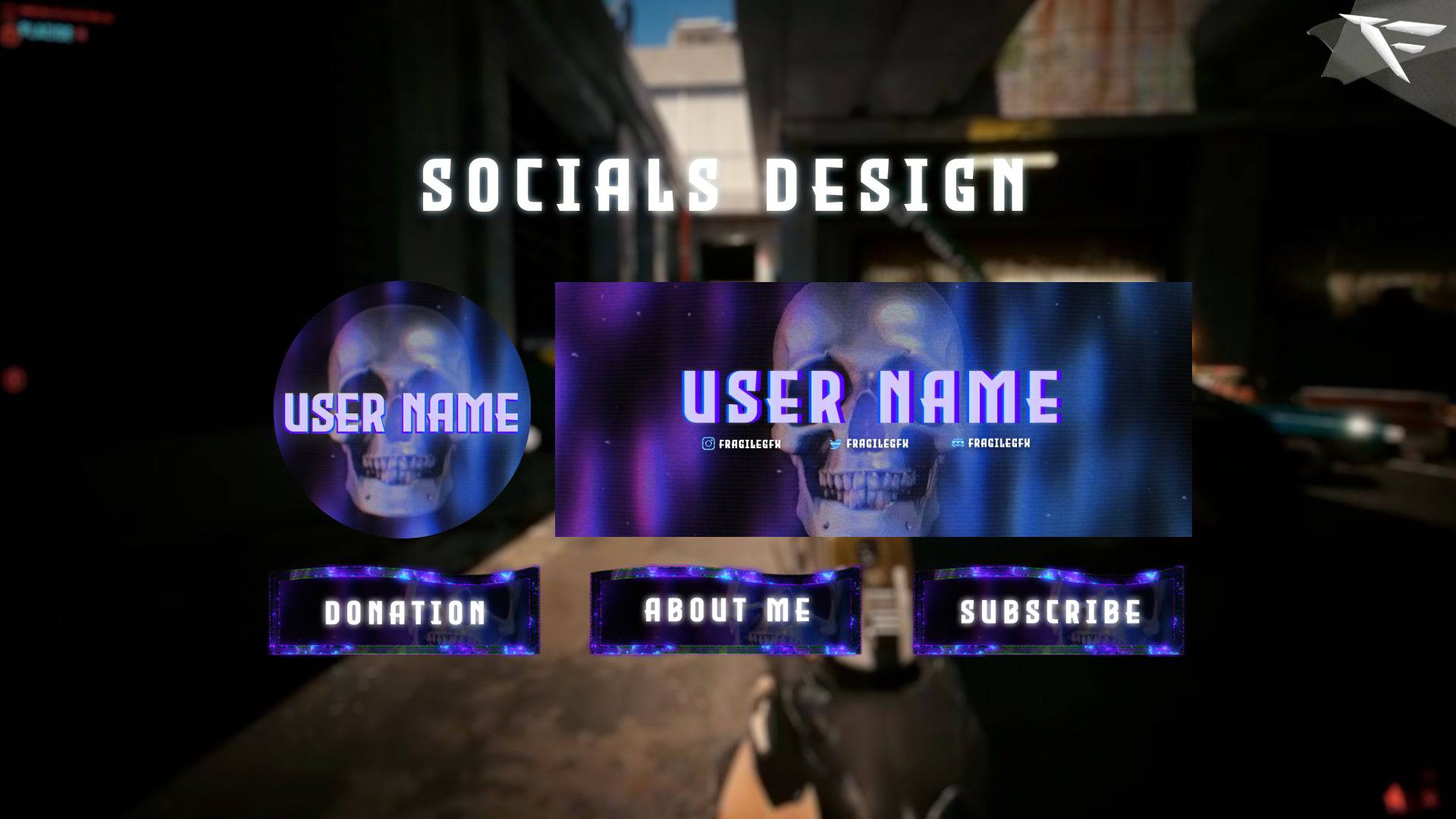 Horror VHS-style Twitch panels for About, Donate, Schedule, and Socials, designed to match the creepy vintage aesthetic of Horror VHS overlays.