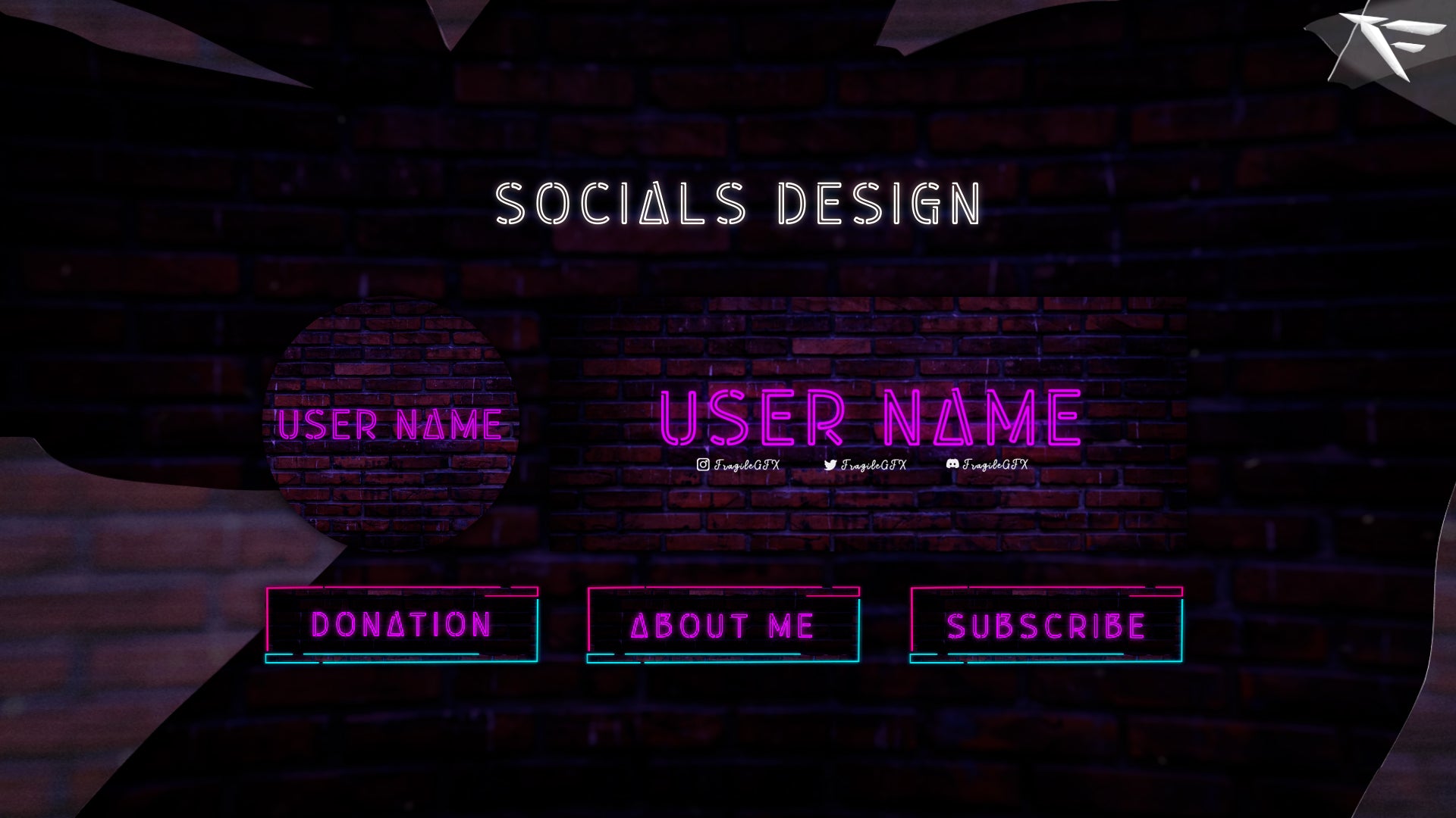 Retro-styled Twitch panels with pixel fonts and gradient neon colors from the Retro Neon bundle