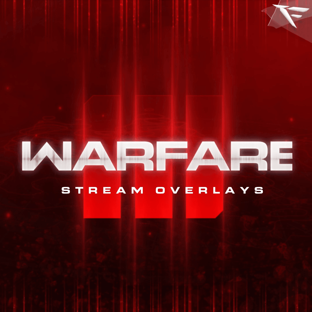 "Warfare stream overlay preview featuring tactical HUD elements and military textures for FPS games"