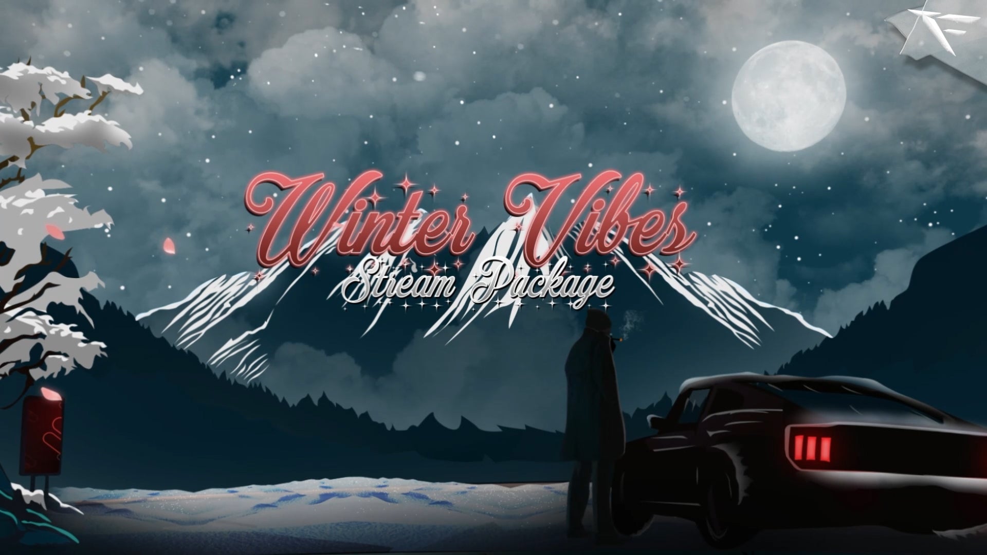 Winter-themed promotional graphic with 'Winter Vibes Steam Package' text, mountains, and a car.