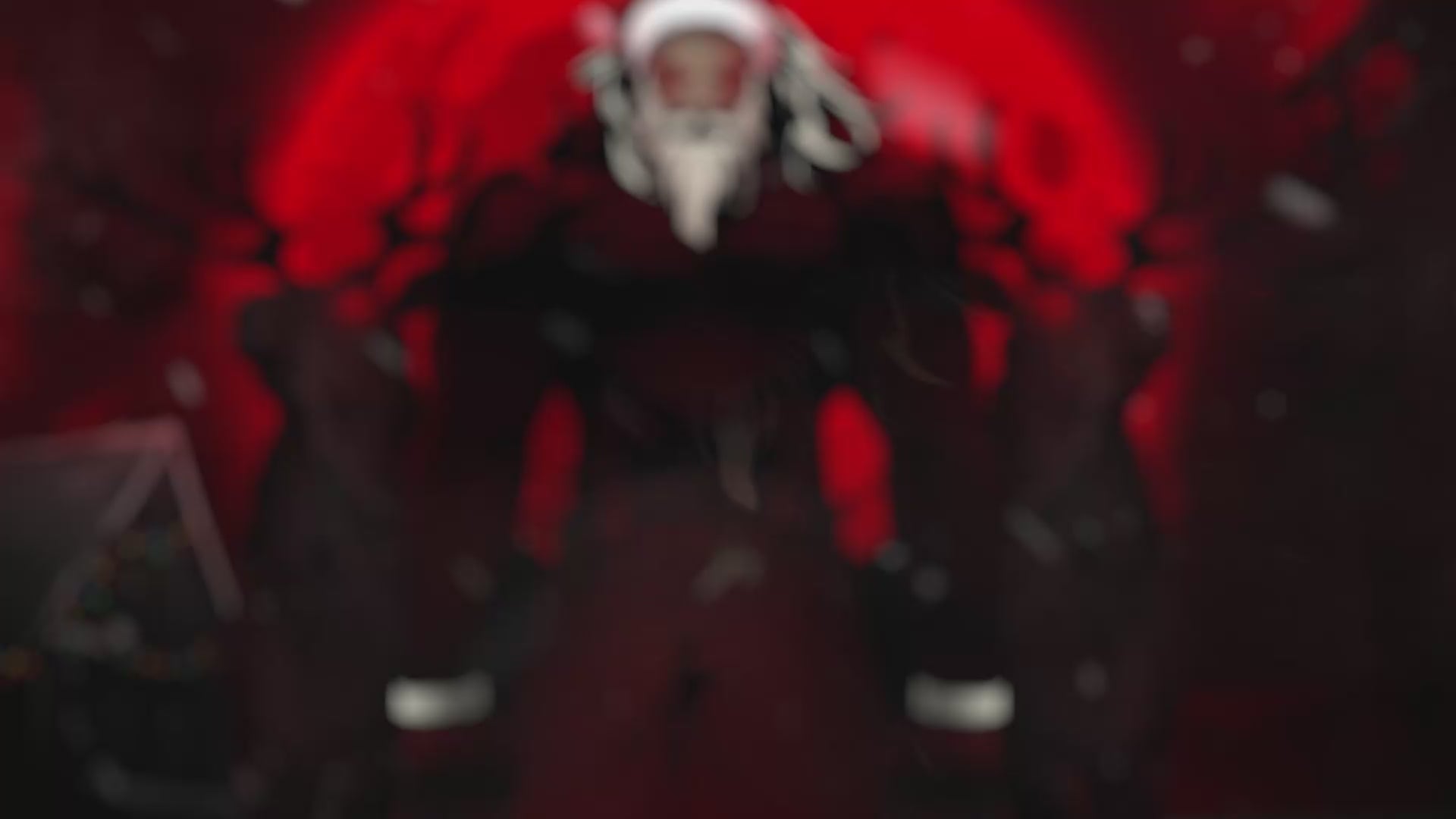 Creepy Santa Claws webcam border with blood-splattered edges and horror-themed accents, perfect for a chilling Twitch stream setup