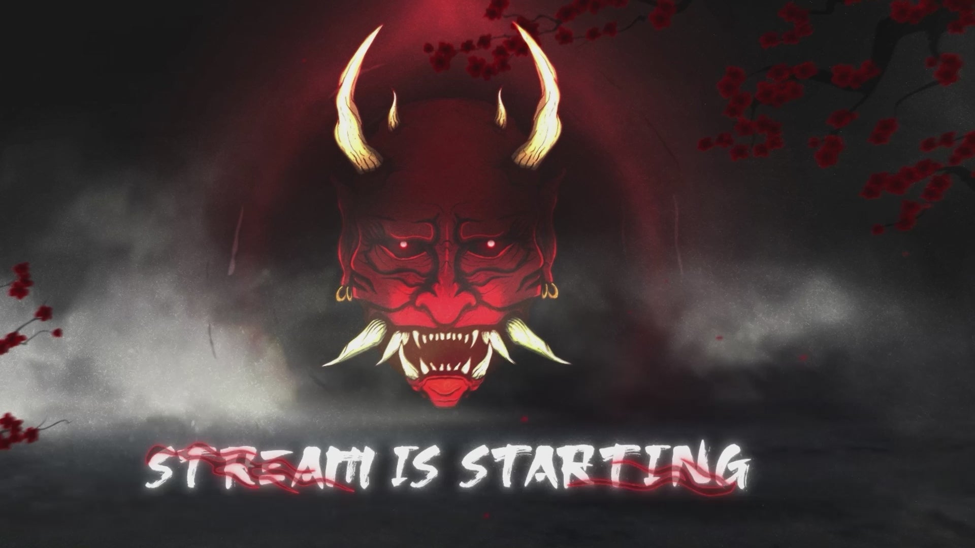 ONI Twitch Overlay for OBS β animated dark stream screens, webcam frame, and panels with demon-inspired design