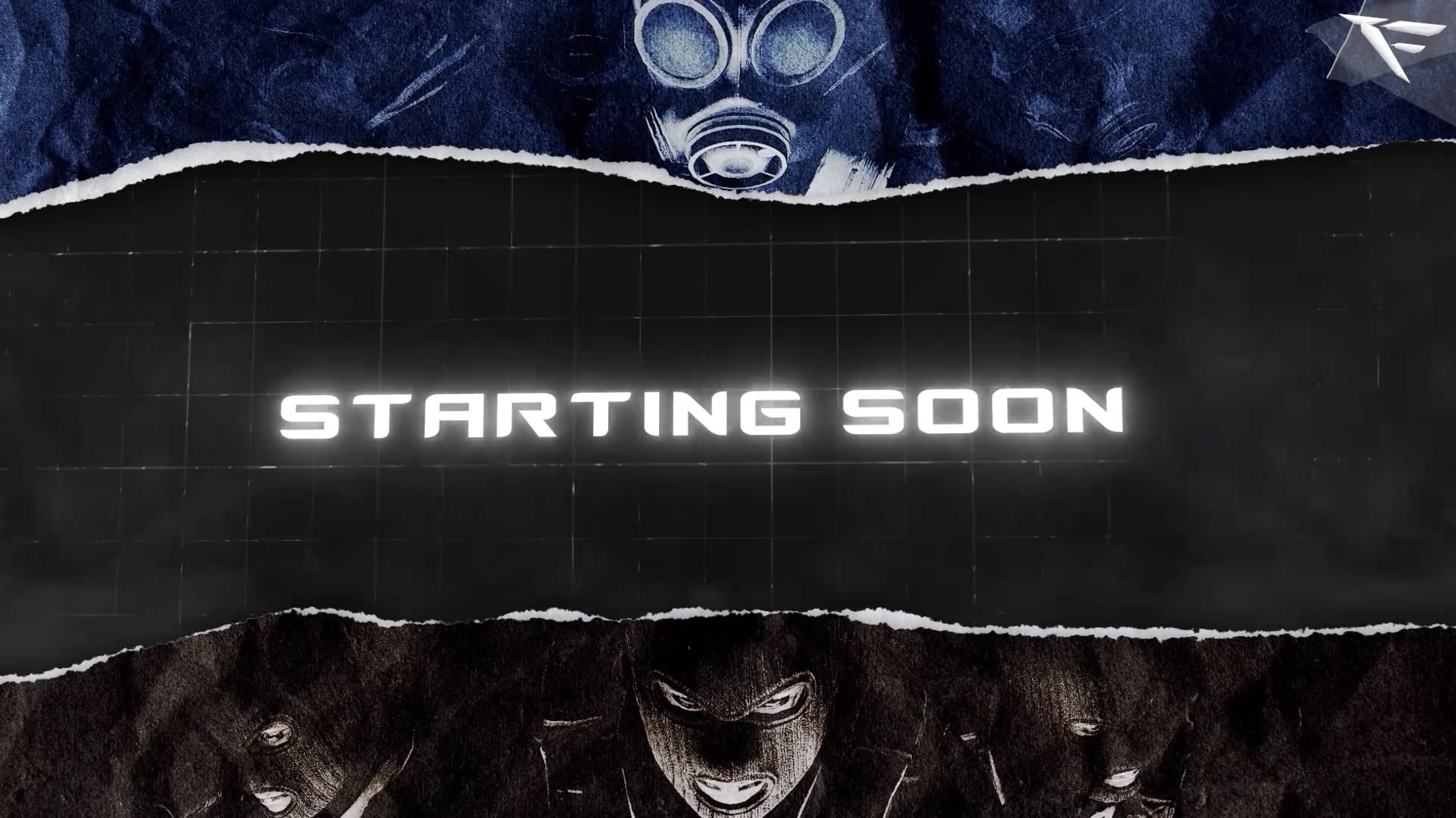 Animated Twitch stream screens from the Counter Strike overlay pack – Starting Soon, Be Right Back, and Stream Ending, styled for Counter-Strike 2