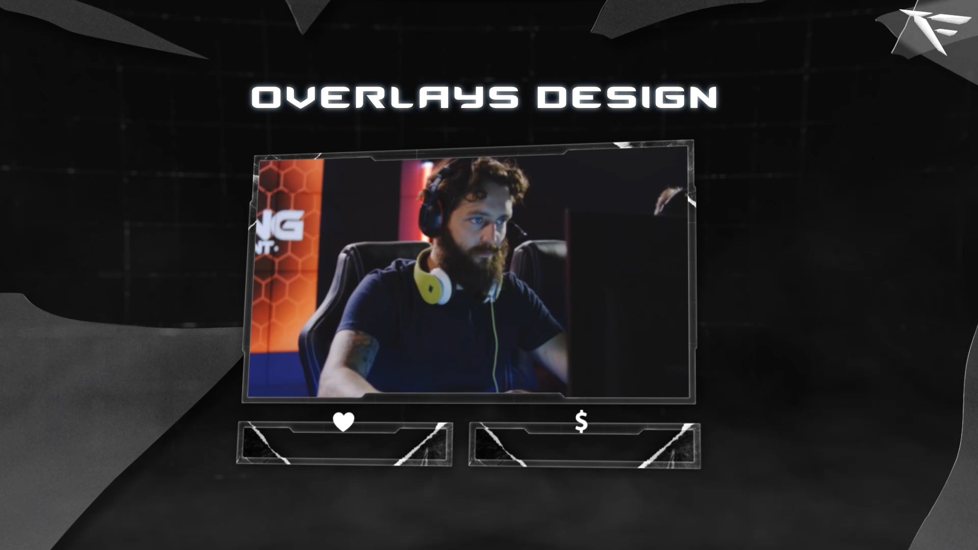 Counter Strike-themed webcam overlay with tactical frame and space for streamer tag or social handles