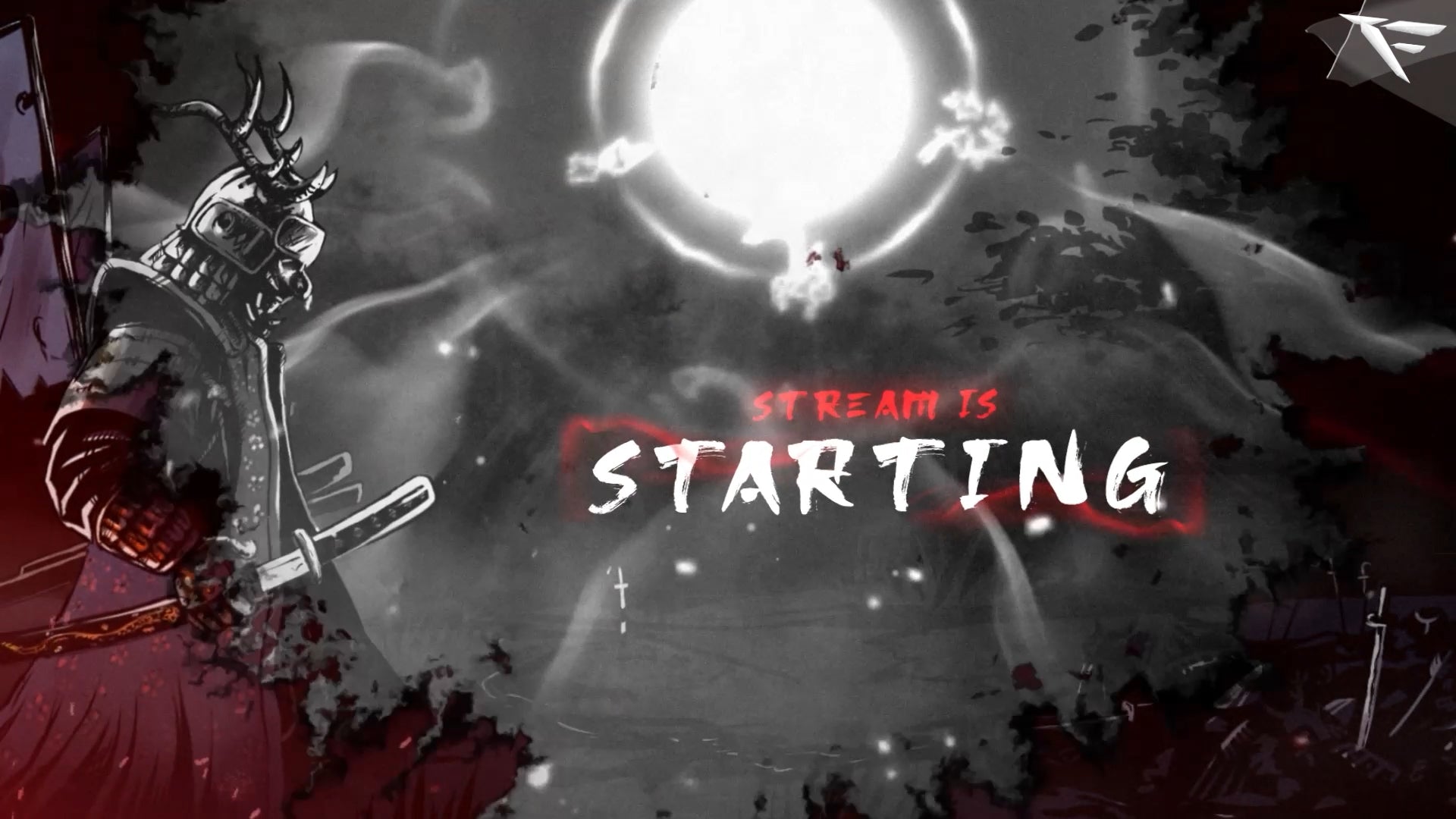 Dark Samurai screens – Animated intermission and chatting screens for OBS with a dark, warrior-inspired theme featuring samurai and minimalist aesthetics