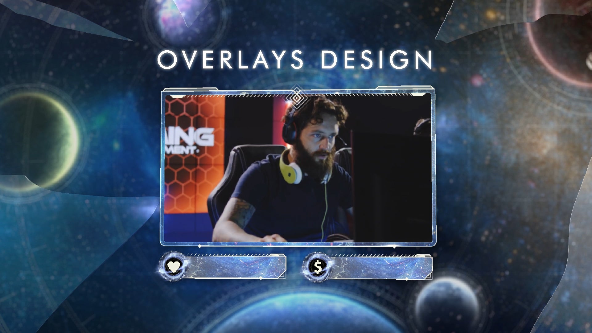 Dark Void Destiny 2 webcam overlay – futuristic frame with glowing void energy and dark sci-fi theme for Twitch streamers using OBS or StreamElements.
