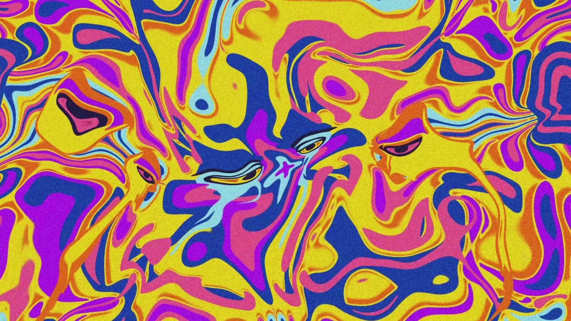 Trippy animated "Stream Starting Soon" screen with vivid colors and fluid visuals from Psychedelic overlay pack for OBS