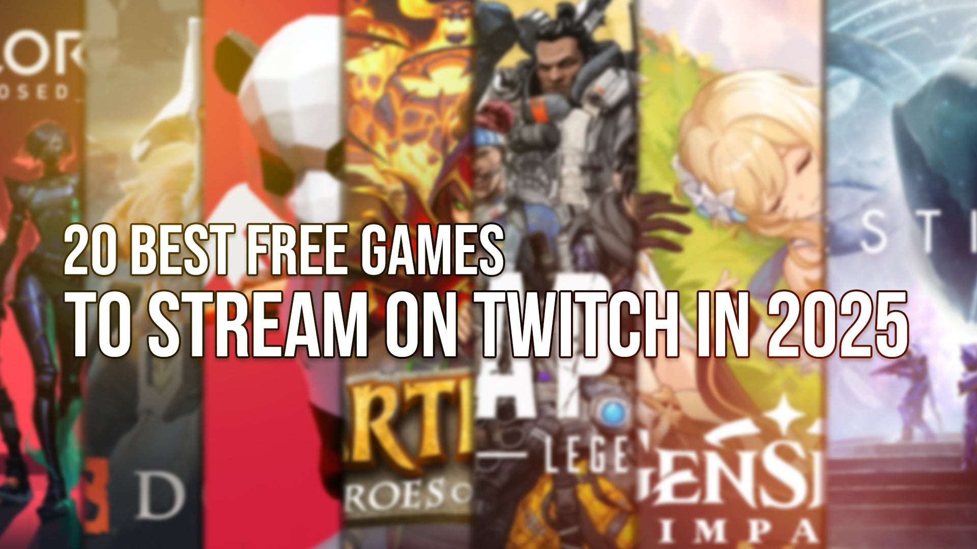 Collage of popular free Twitch games in 2025 including League of Legends, Valorant, Fortnite, and more — perfect games for streaming and growing your audience on Twitch