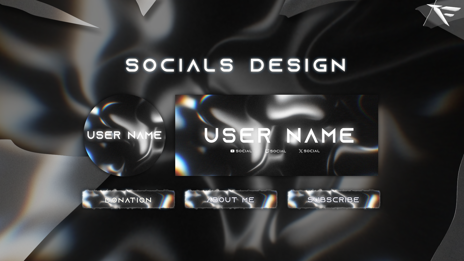 Dark Liquid Twitch panels – matching dark-themed animated design for channel sections like About, Rules, and Donations.