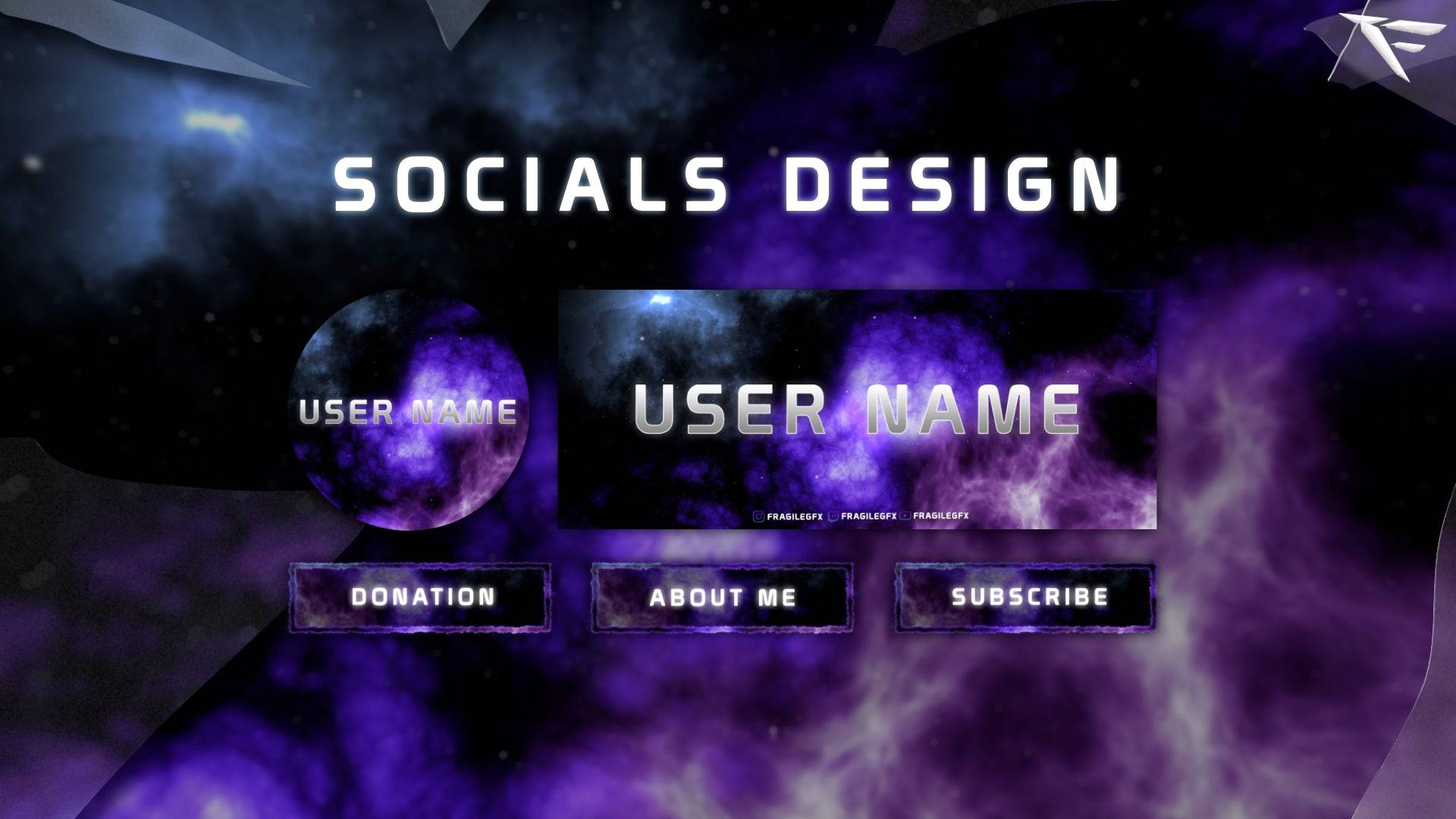 Aurora Night Twitch panels featuring glowing aurora gradients, neon accents, and smooth northern light-inspired designs by FragileGFX.