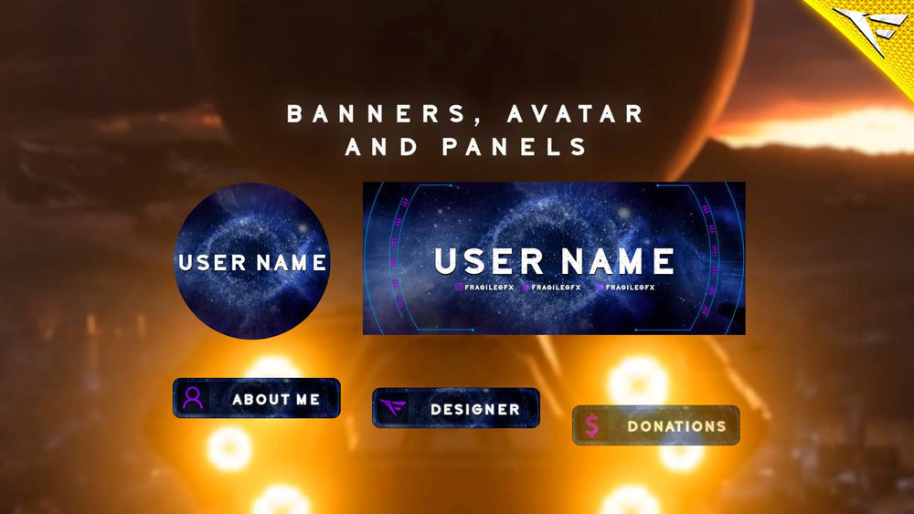 Deep Space Stream Overlay Package – Animated Twitch Scenes & Alerts for OBS