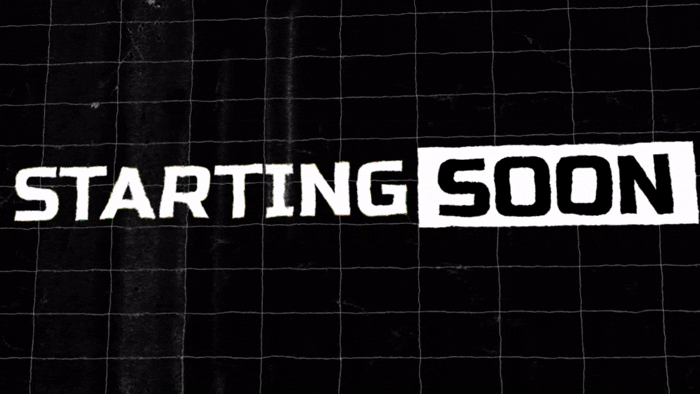 Gritty Dark Mode Animated Stream Package - "Starting Soon" Screen Loop with High-Contrast White Text and Cinematic Grain effect by FragileGfx.