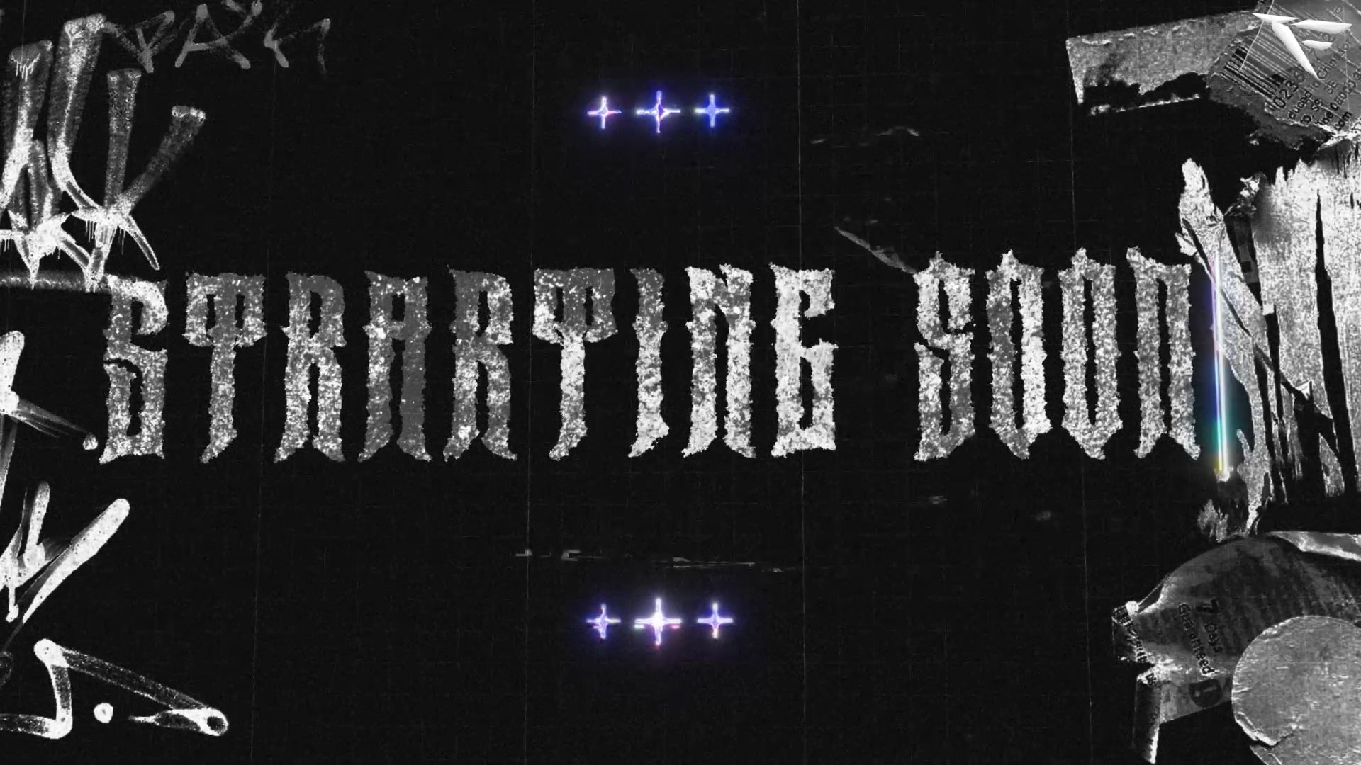 Animated intermission, chatting and stream screens from Chrome Graffiti Twitch overlay pack, showcasing vibrant glitch effects and graffiti-style graphics