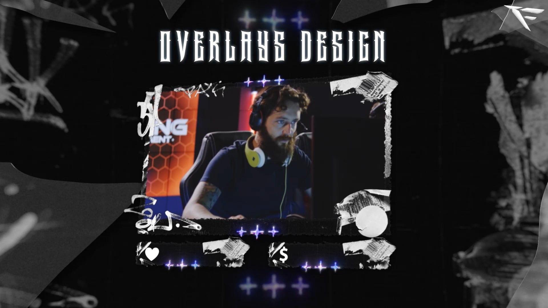 Chrome Graffiti webcam frame with bold neon chrome borders and graffiti-style accents, designed for OBS and Streamlabs