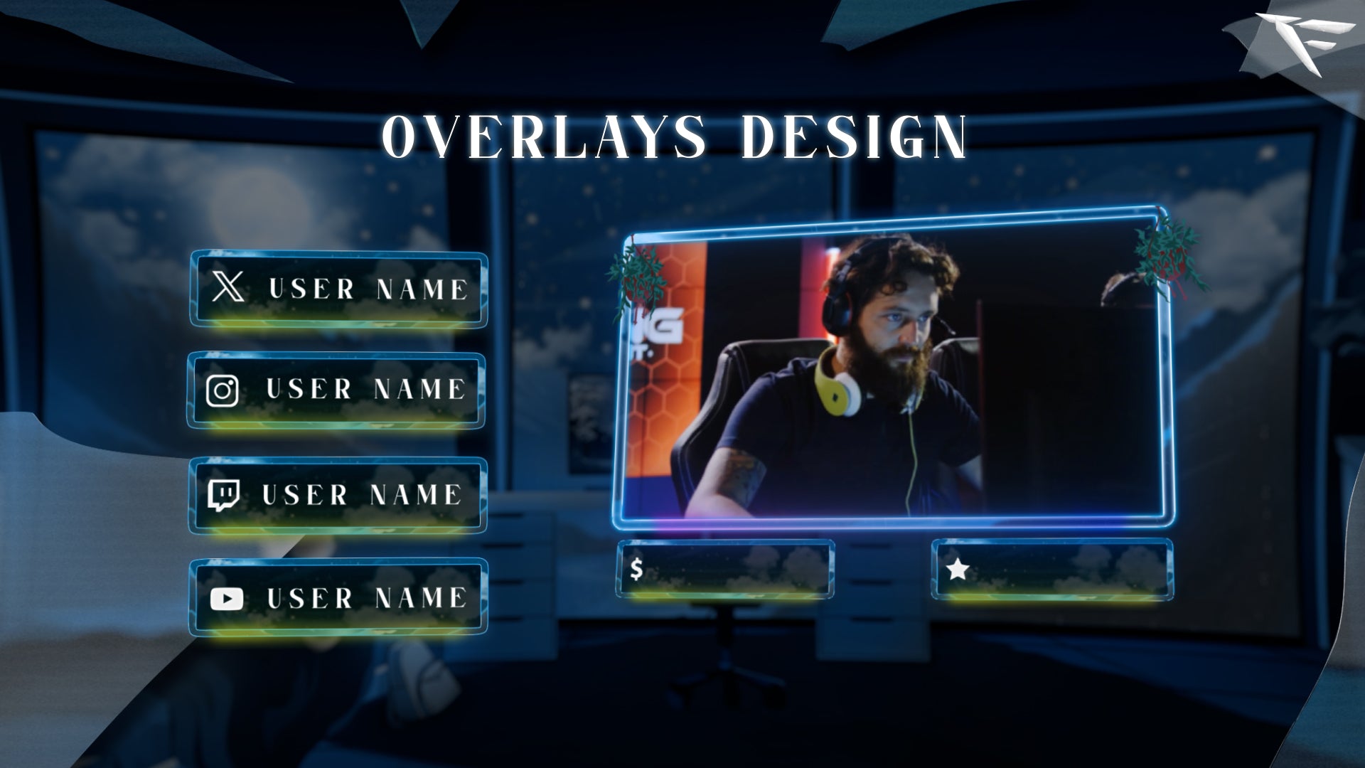 Cozy Night Twitch Facecam Frame – warm and aesthetic webcam overlay with cozy night lighting, perfect for Twitch, OBS, and Streamlabs streamers.