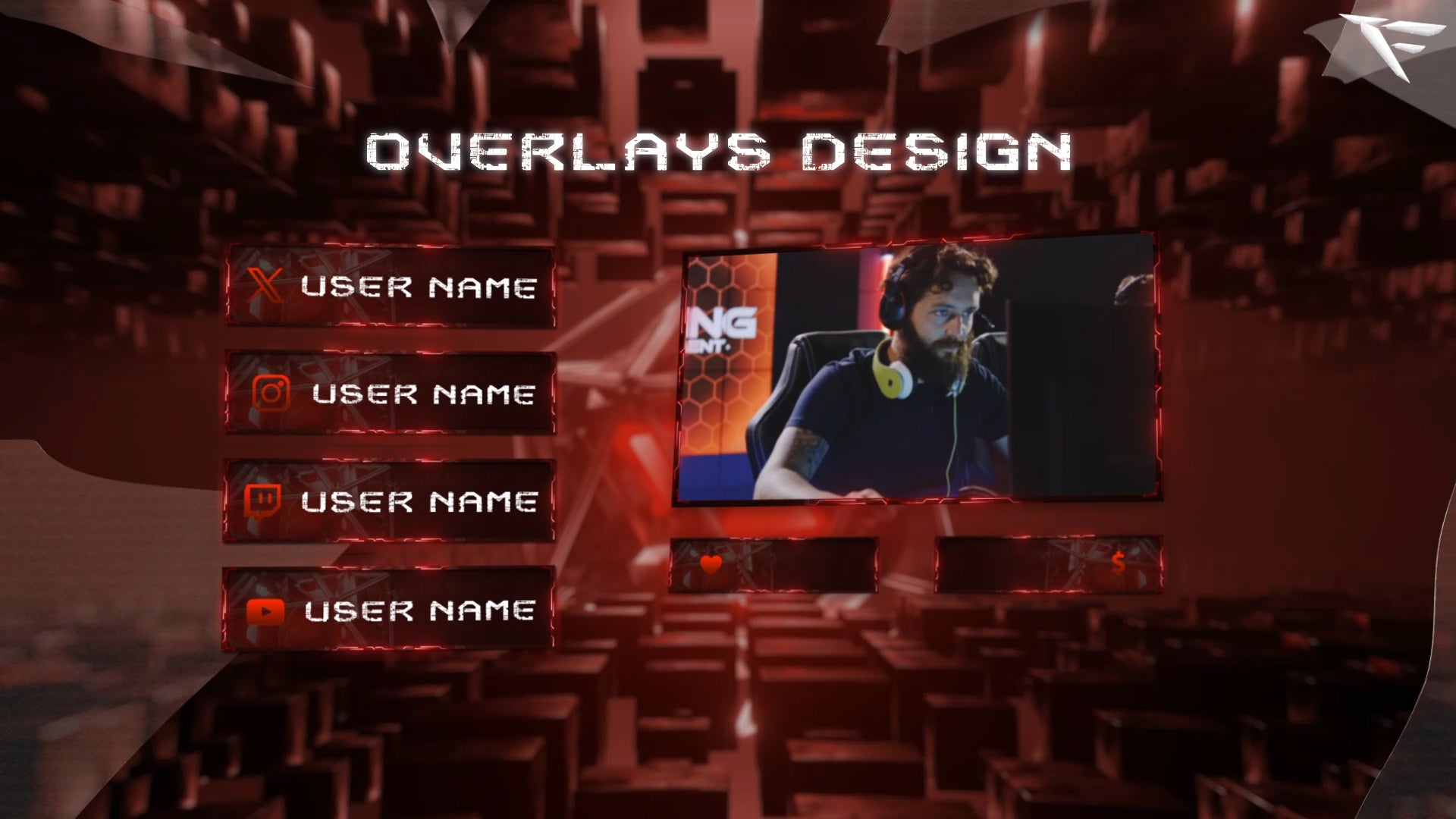 Minimalist Twitch webcam frame with clean lines and professional layout — perfect for OBS, Streamlabs, and Twitch streamers.