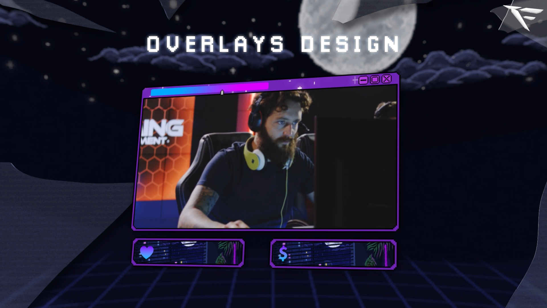 Customizable webcam frame overlay from the Retro Lofi Twitch package, designed for streamers using OBS.